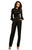 Johnathan Kayne - 8025 Ruched Jewel Neck Chiffon Jumpsuit In Black