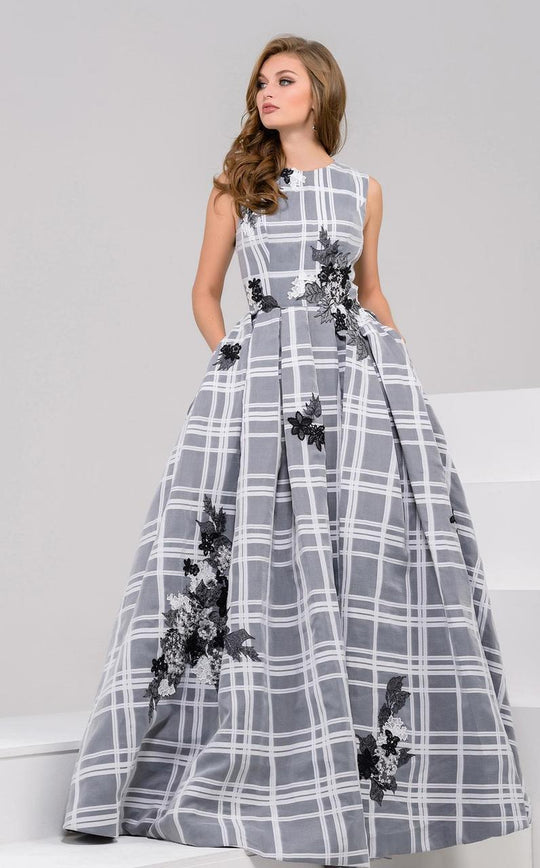 39388 Jewel Sleeveless A Line Long Dress