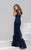 39483 Beaded Jewel Neck Trumpet Dress