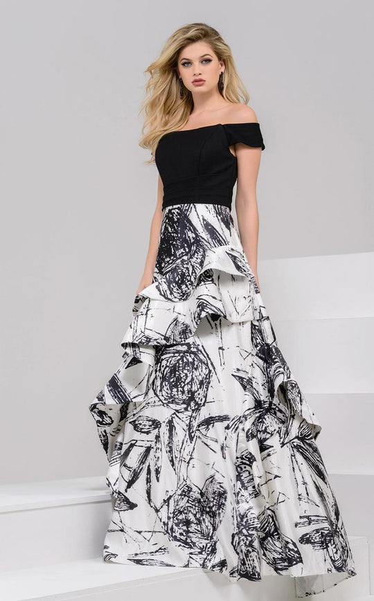 39529 Off Shoulder Ruffled Long Gown