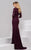 39718 V Neck Quarter Length Sleeves Long Dress