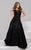 39729 Beaded Jewel Cap Sleeves Long Gown