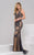 41599 Charcoal and Nude Fitted Embellished Dress