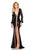 Johnathan Kayne - 8027 Long Sleeve Sequined Evening Gown in Black and Red