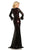Johnathan Kayne - 8027 Long Sleeve Sequined Evening Gown in Black and Red