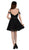 Poly USA - 8028 Beaded Draped Sweetheart Chiffon A-line Dress  In Black