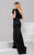 Jovani - Ruffled Asymmetrical Trumpet Gown in Black