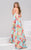 50970 Strapless Floral Caped Evening Gown