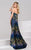 50972 Strapless Floral Short Dress with Cape