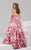 39743 Strapless Floral Pleated A Line Gown