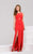 Enthralling V-Neck Cutout Sheath Gown with Dual Slits 39818