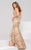 40082 Beaded Strapless Floral Gown