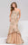 40082 Beaded Strapless Floral Gown