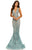 Johnathan Kayne - 8031 Deep V-Neck Ornate Lace Mermaid Gown In Blue