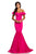 Johnathan Kayne - 8032 Ruffled Off Shoulder Fitted Evening Gown in Pink
