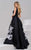 40907 Sleeveless Plunging V Neck Pleated Ballgown