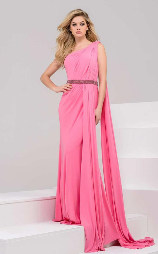 40932 Ruched One Shoulder Chiffon Dress