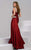 40977 One Shoulder Embellished Ruched Long Gown