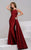 40977 One Shoulder Embellished Ruched Long Gown