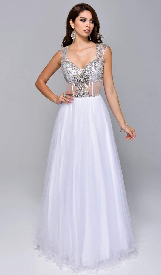 Nina Canacci 8035 Bedazzled Sweetheart Ballgown - 1 pc White In Size 16 Available In White
