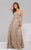 41745 Strapless Floral Applique Evening Gown