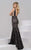 46005 Leather Lace Overlay Evening Dress