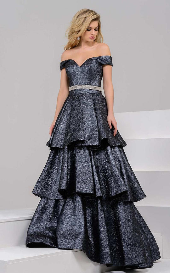 47450 Off-Shoulder Tiered A-line Dress