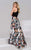47671 Beaded High Neck A-line Evening Gown