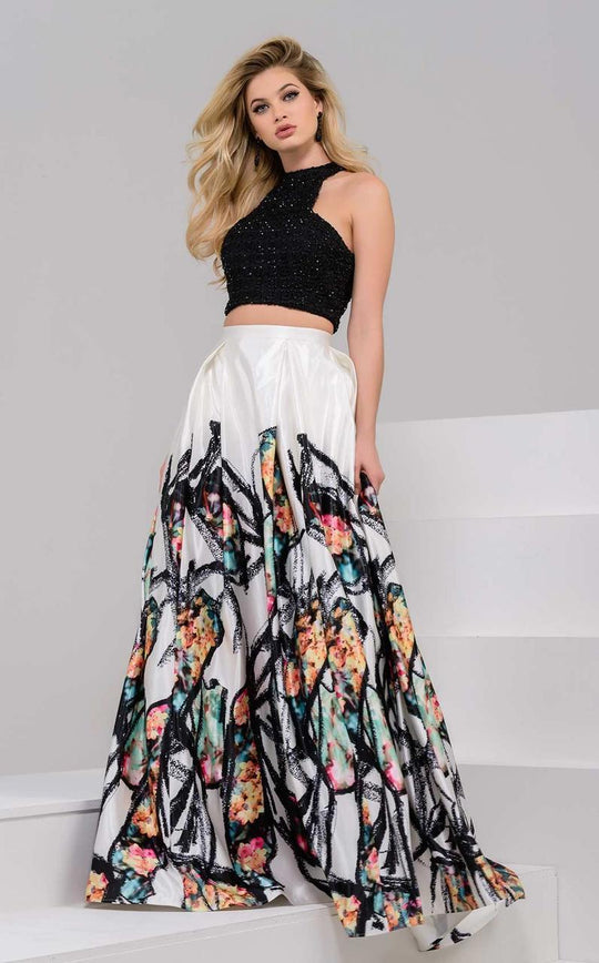 47693 Halter Neck Two-Piece Evening Gown