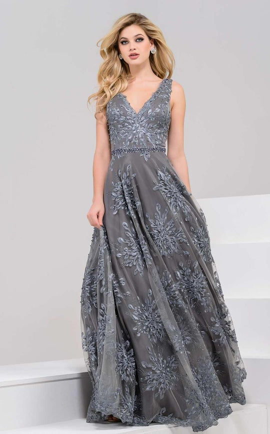 47770 Embellished V-Neck A-line Dress