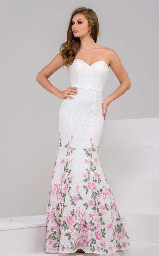 47783 Strapless Floral Mermaid Evening Gown