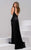 48085 Halter Neck High Slit Satin Evening Gown