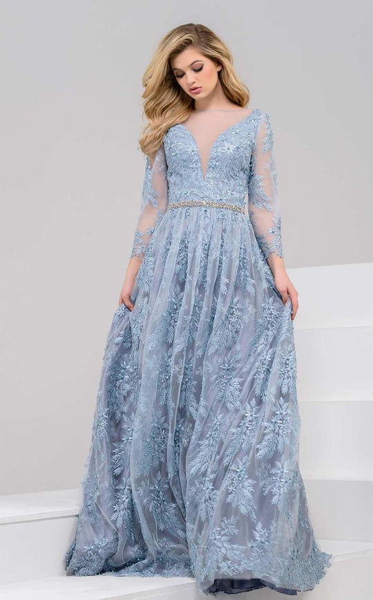 48113 Full Lace Sheer Evening Gown