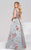 48396 Floral Printed Pleated Evening Gown