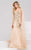 48427 Gilded Floral Applique Cape Evening Gown