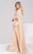 48427 Gilded Floral Applique Cape Evening Gown