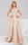 Jovani Gilded Lace Illusion V-Neck Evening Gown 48943 In Gold