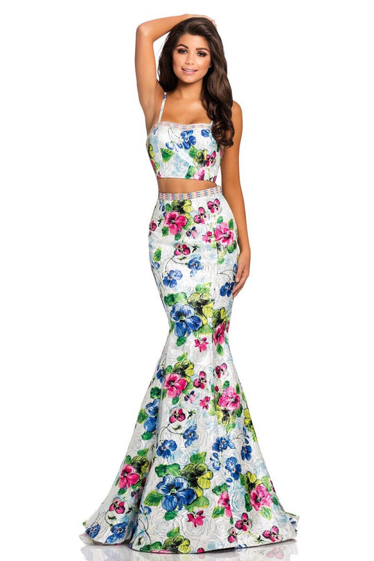 Johnathan Kayne - 8040 Two Piece Floral Multicolored Brocade Gown In Multi-Color