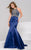 Crystal and Bead Embellished High Neck Satin Mermaid Gown 49501