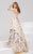 49745 Long-Sleeved Sheer Butterfly Evening Gown