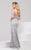 49960 Sheer Neckline and V-Back Embroidered Dress
