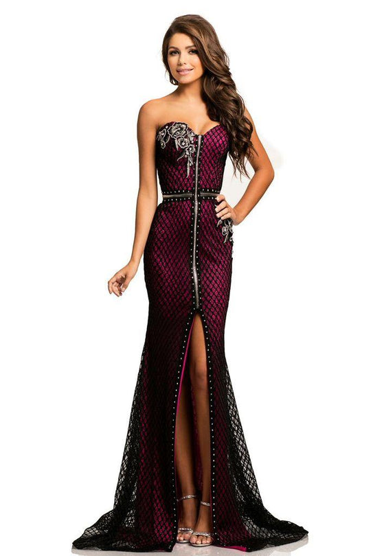 Johnathan Kayne - 8042 Strapless Sweetheart Mermaid Dress In Black and Pink