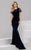 50340 Lace Embellished Velvet Dress