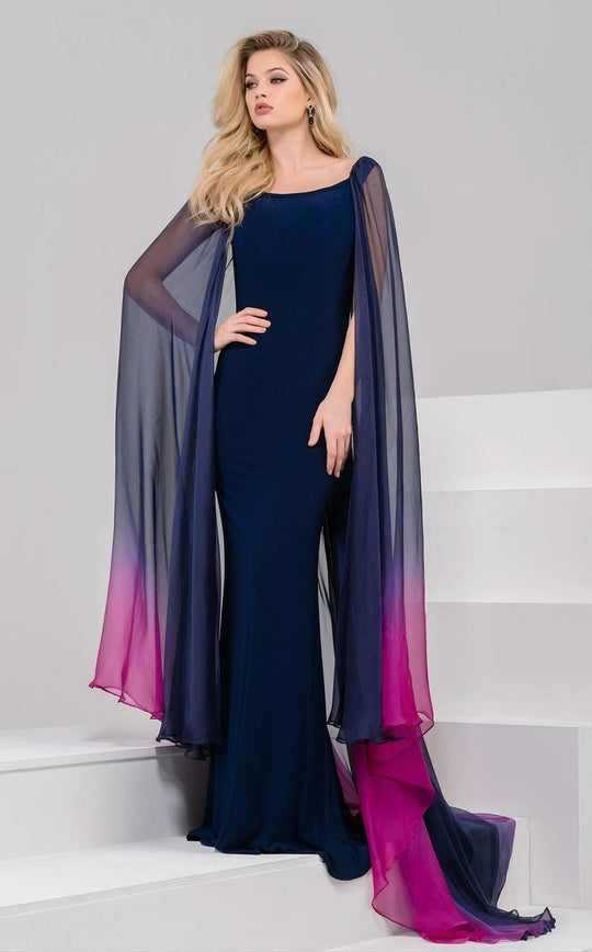 50712 Ombre-Toned Sheer Evening Gown
