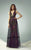 Beside Couture - BC1226 Floral Pattern Deep V-neck Dress in Black and Multi-Color