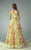 Beside Couture - BC1231 Floral Lace Bateau A-line Dress in Orange and Green