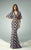 Beside Couture - BC1232 V-neck Sheath Dress With Floral Motif in Black and White