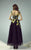 Beside Couture - BC1233 Floral Applique A Line Evening Gown in Black and Yellow