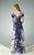 Beside Couture - BC1235 Floral Bowed Short Sleeves Dress in Blue and Multi-Color