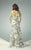 Beside Couture - BC1239 Floral Off Shoulder Evening Gown in Silver